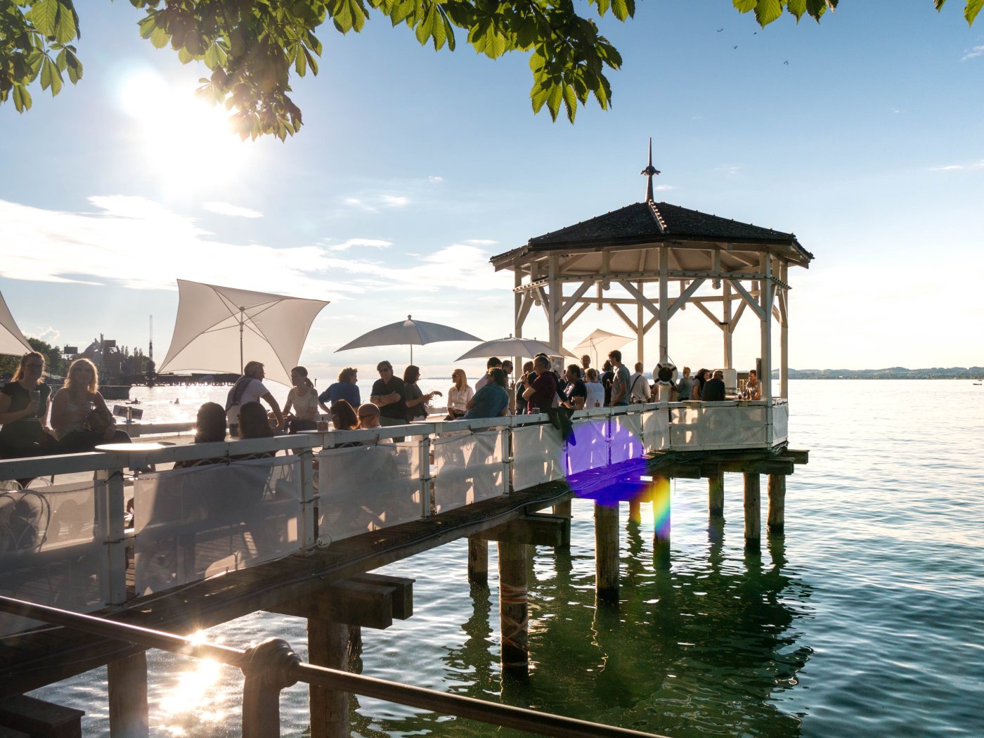Pontile con padiglione sul Lago di Costanza a Bregenz